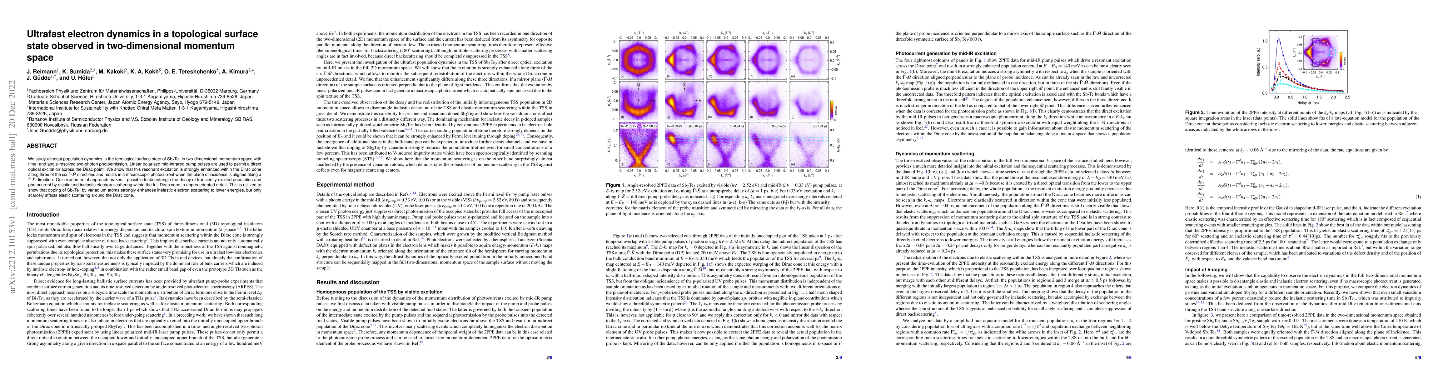 Thumbnail for Ultrafast electron dynamics in a topological surface state observed in
  two-dimensional momentum space