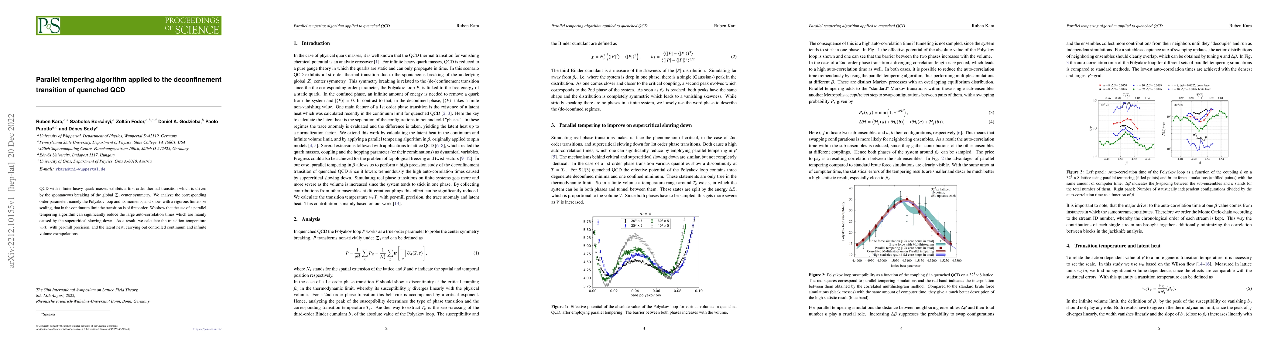 Thumbnail for Parallel tempering algorithm applied to the deconfinement transition of
  quenched QCD