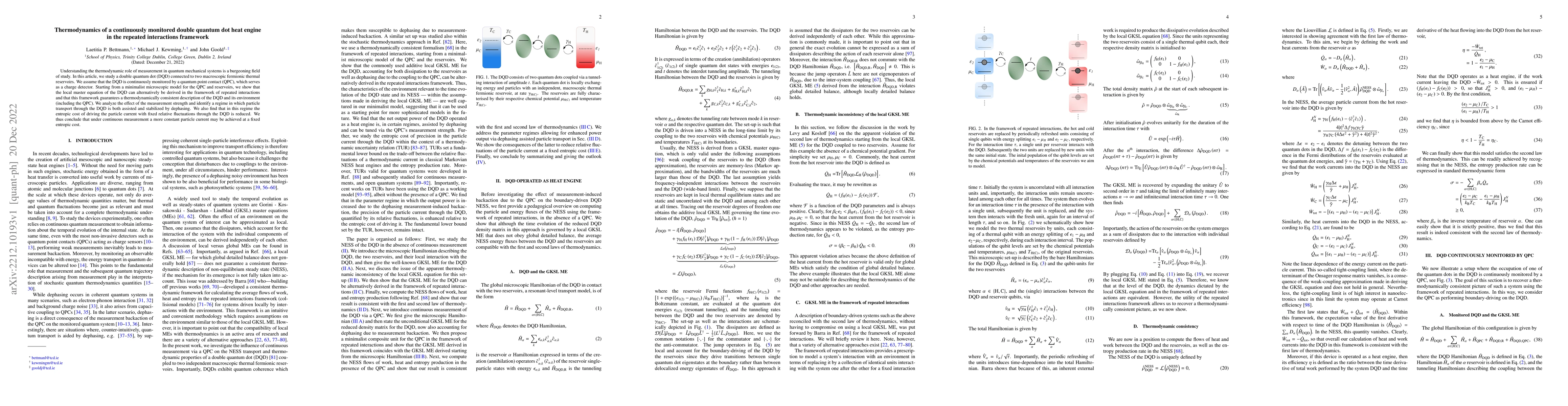 Thumbnail for Thermodynamics of a continuously monitored double quantum dot heat
  engine in the repeated interactions framework