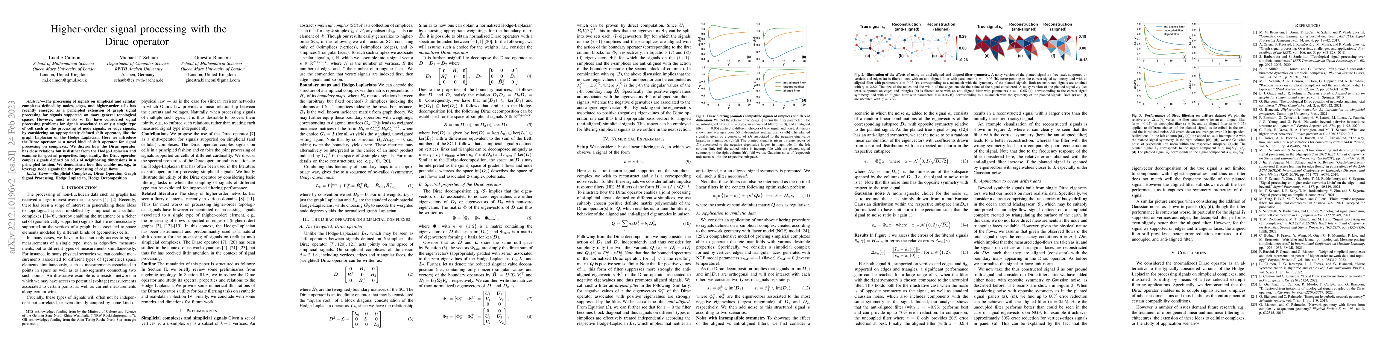 Thumbnail for Higher-order signal processing with the Dirac operator