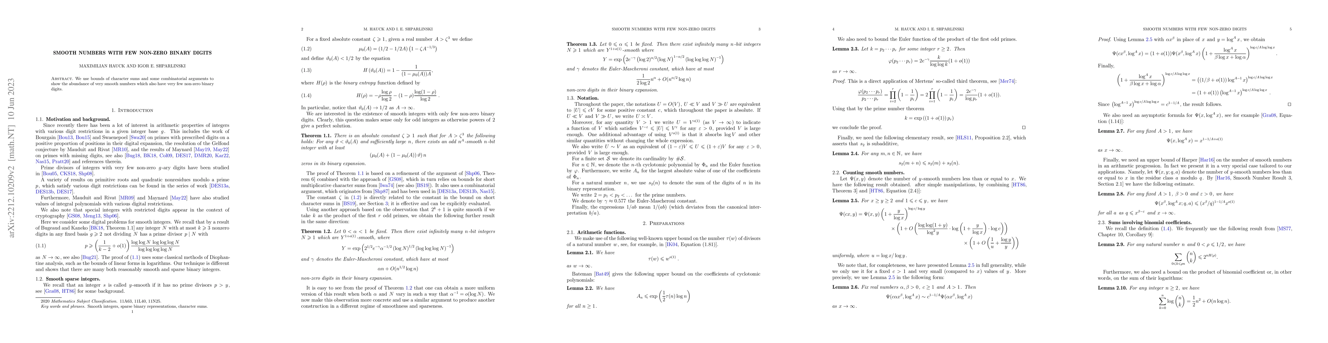 Thumbnail for Smooth numbers with few non-zero binary digits