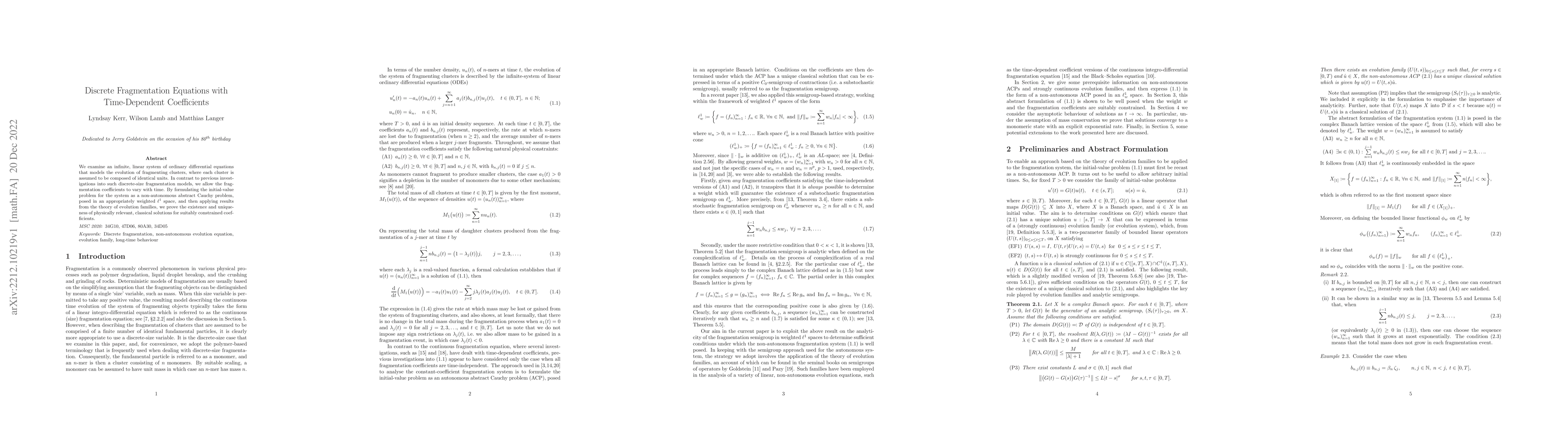Thumbnail for Discrete fragmentation equations with time-dependent coefficients