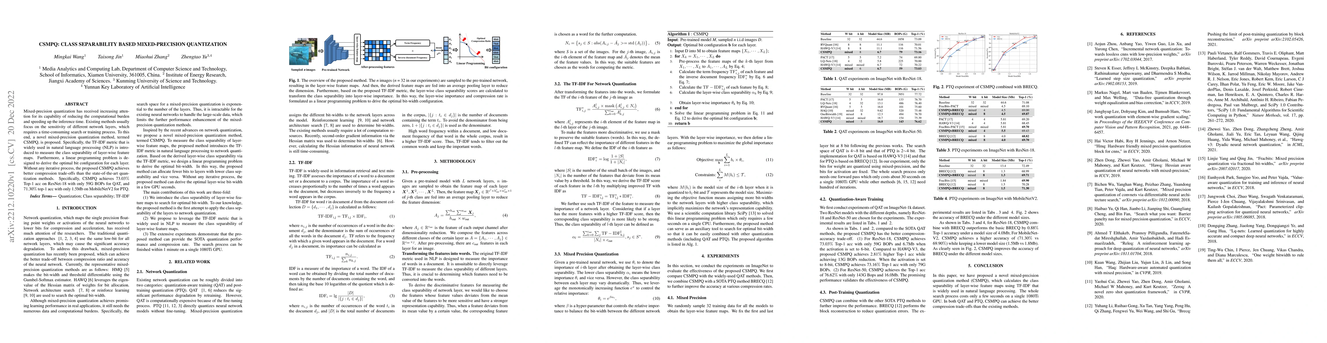 Thumbnail for CSMPQ:Class Separability Based Mixed-Precision Quantization