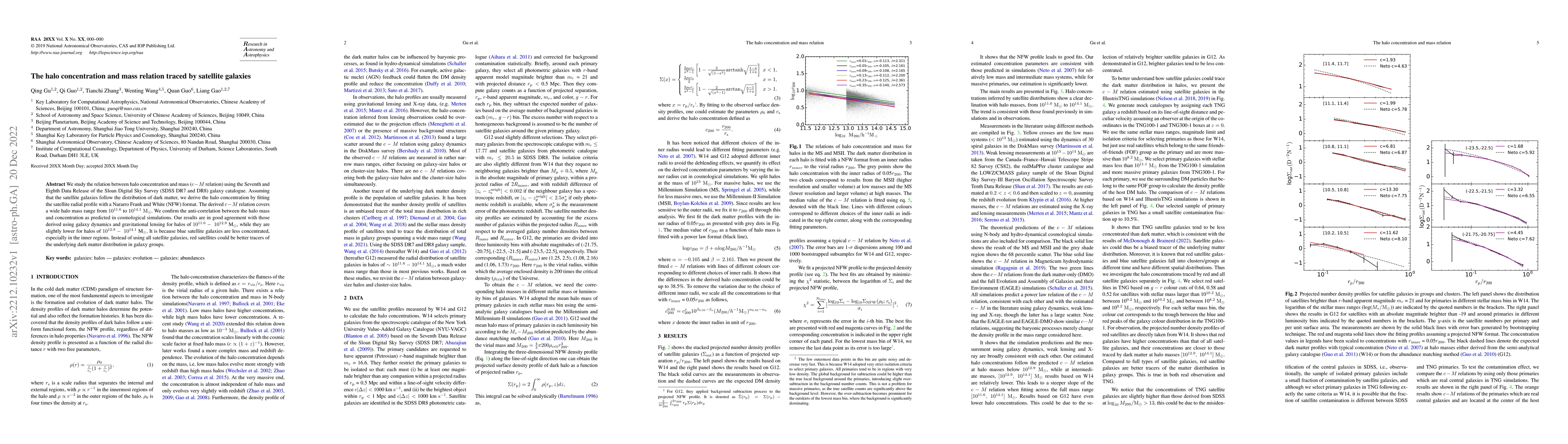 Thumbnail for The halo concentration and mass relation traced by satellite galaxies