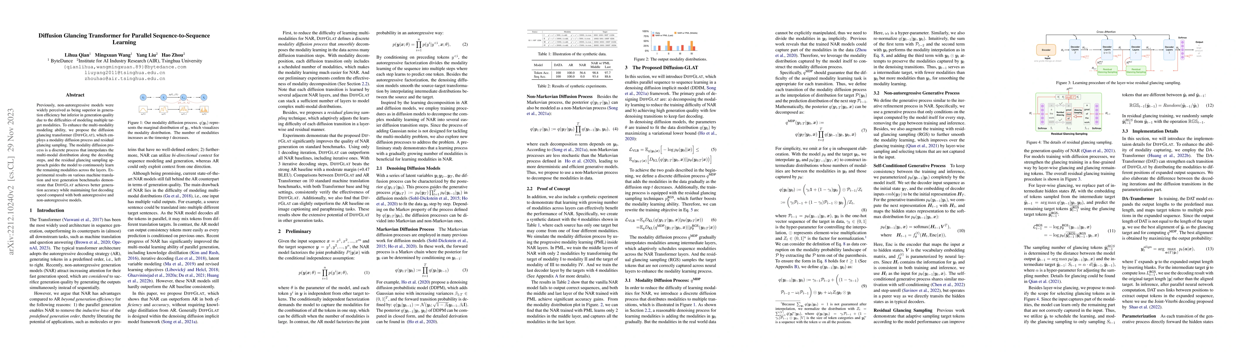 Thumbnail for Diffusion Glancing Transformer for Parallel Sequence to Sequence
  Learning