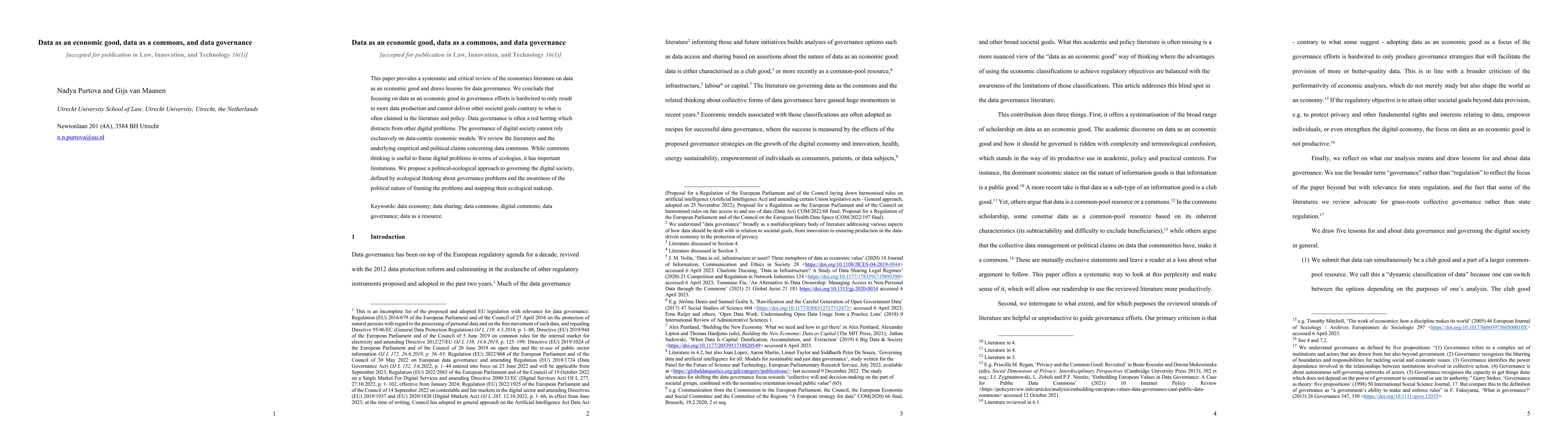 Thumbnail for Data as an economic good, data as a commons, and data governance