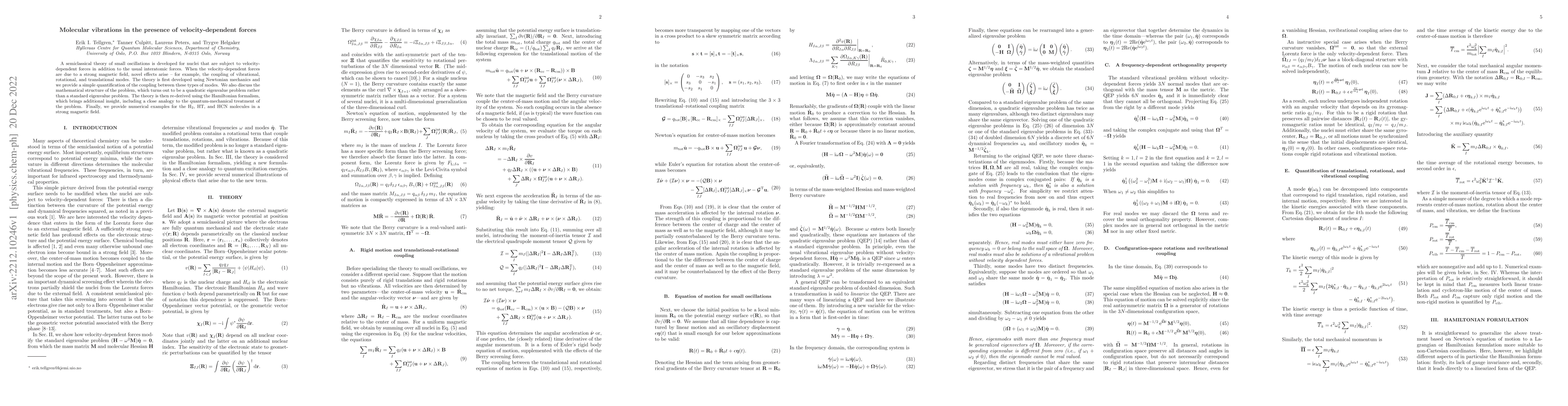 Thumbnail for Molecular vibrations in the presence of velocity-dependent forces