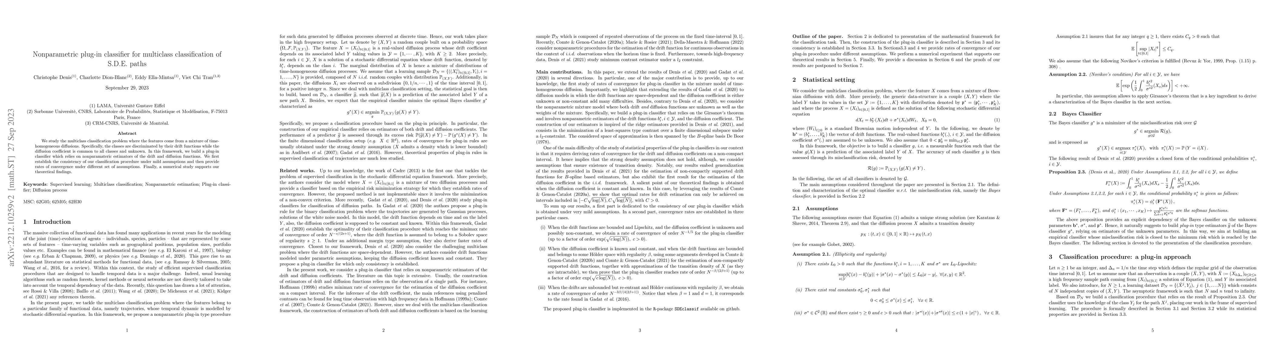 Thumbnail for Nonparametric plug-in classifier for multiclass classification of S.D.E.
  paths