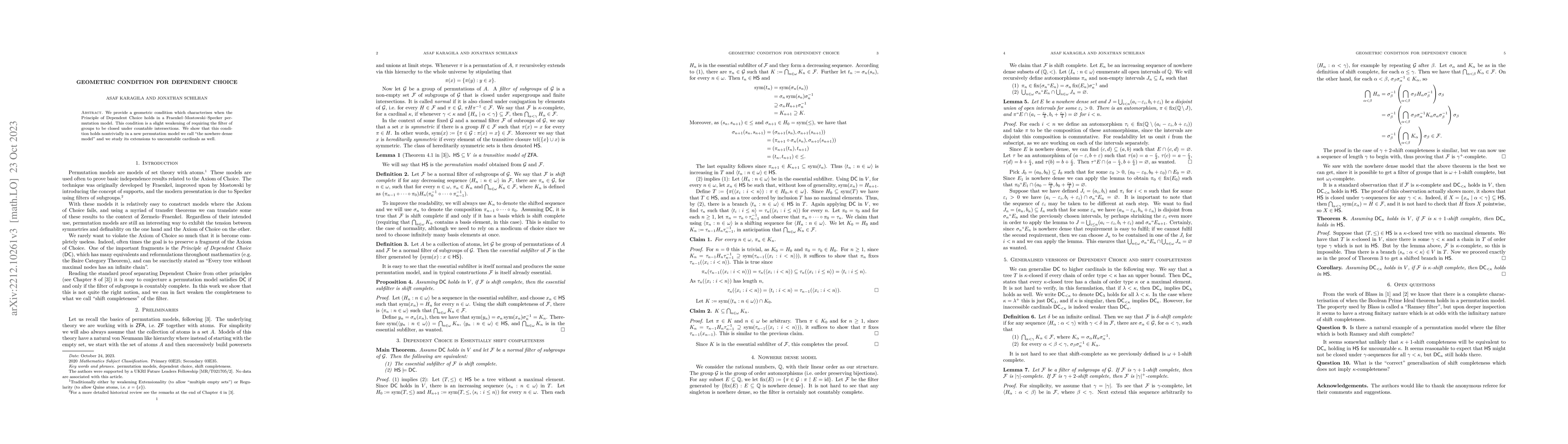 Thumbnail for Geometric condition for Dependent Choice