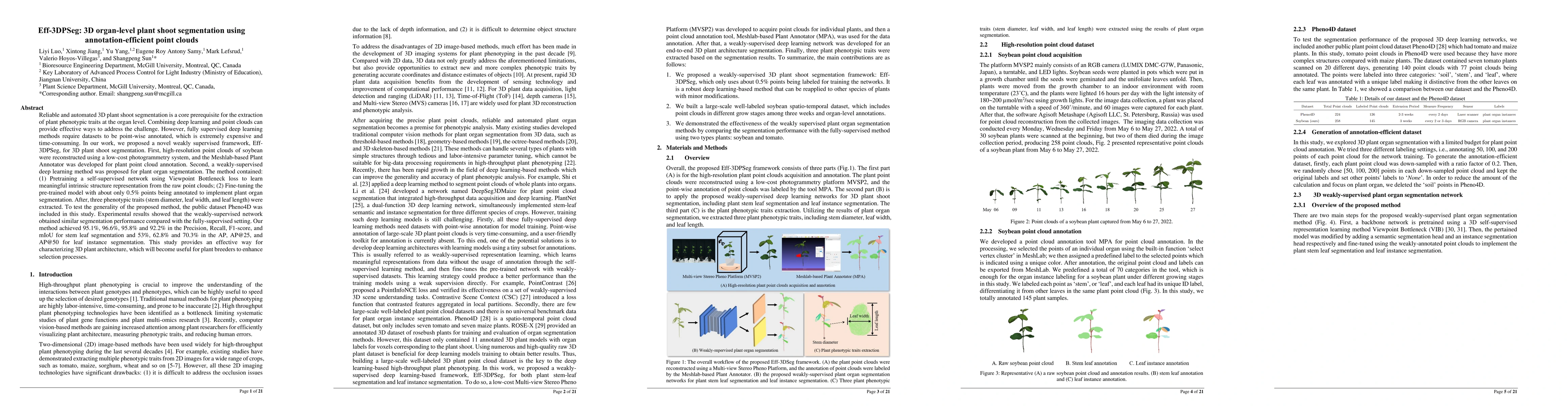 Thumbnail for Eff-3DPSeg: 3D organ-level plant shoot segmentation using
  annotation-efficient point clouds