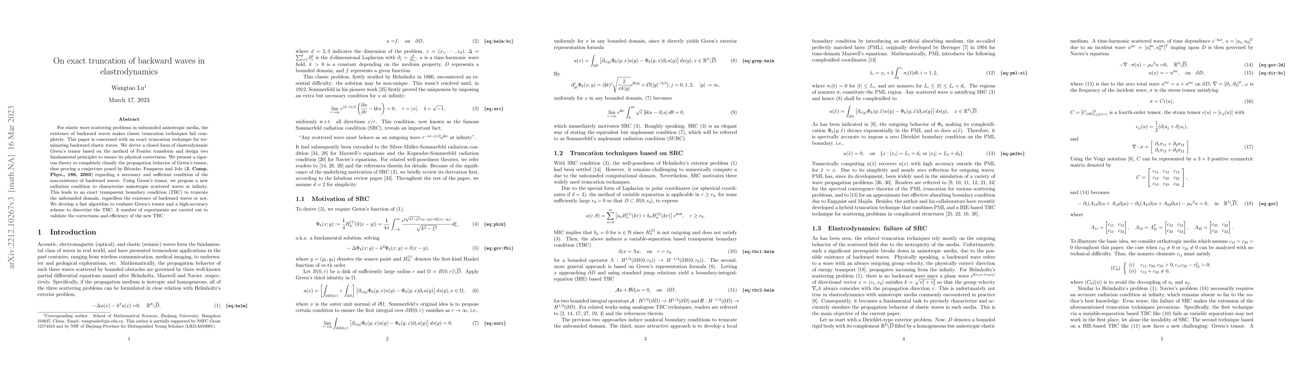 Thumbnail for On exact truncation of backward waves in elastrodynamics