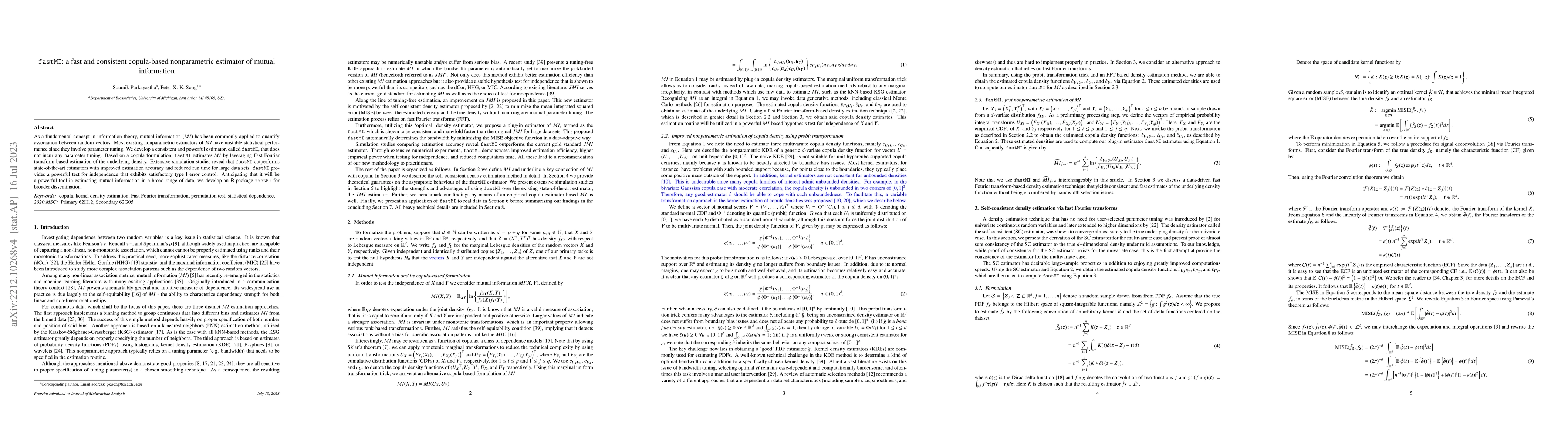 Thumbnail for fastMI: a fast and consistent copula-based estimator of mutual
  information