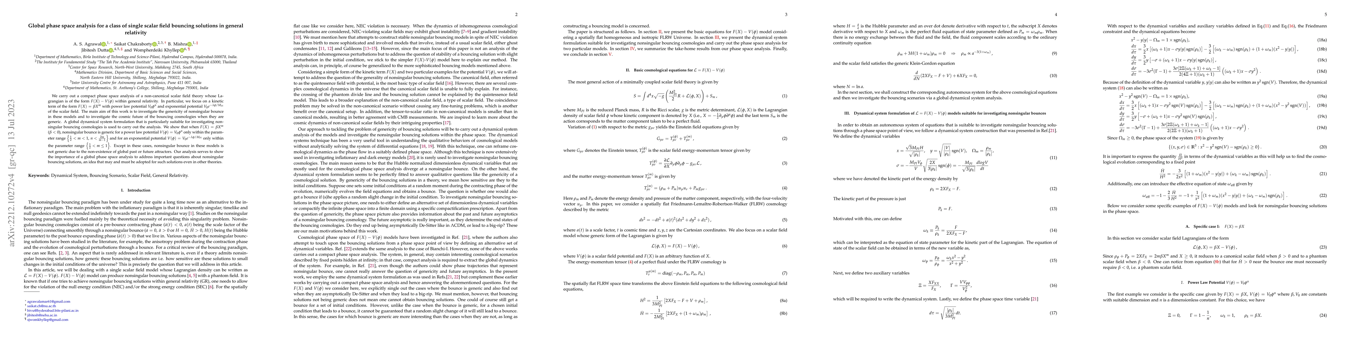 Thumbnail for Global phase space analysis for a class of single scalar field bouncing
  solutions in general relativity