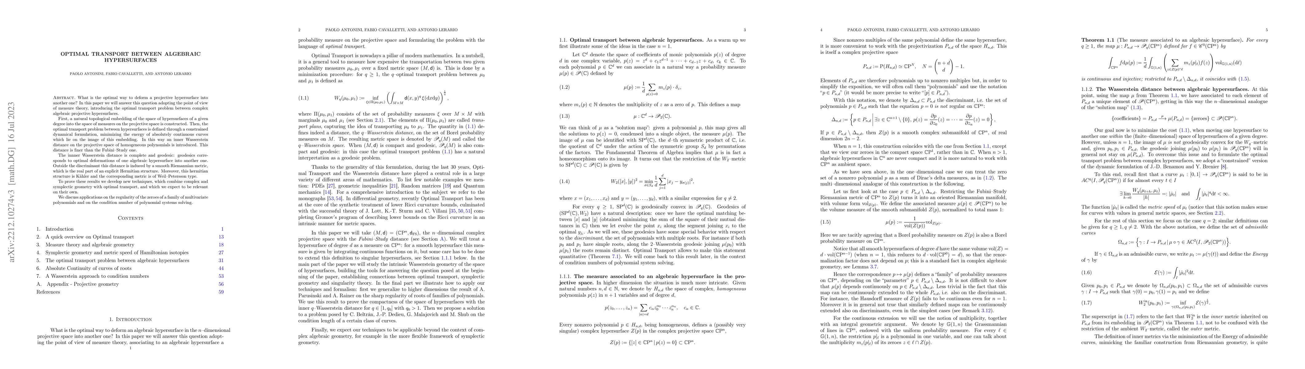 Thumbnail for Optimal transport between algebraic hypersurfaces