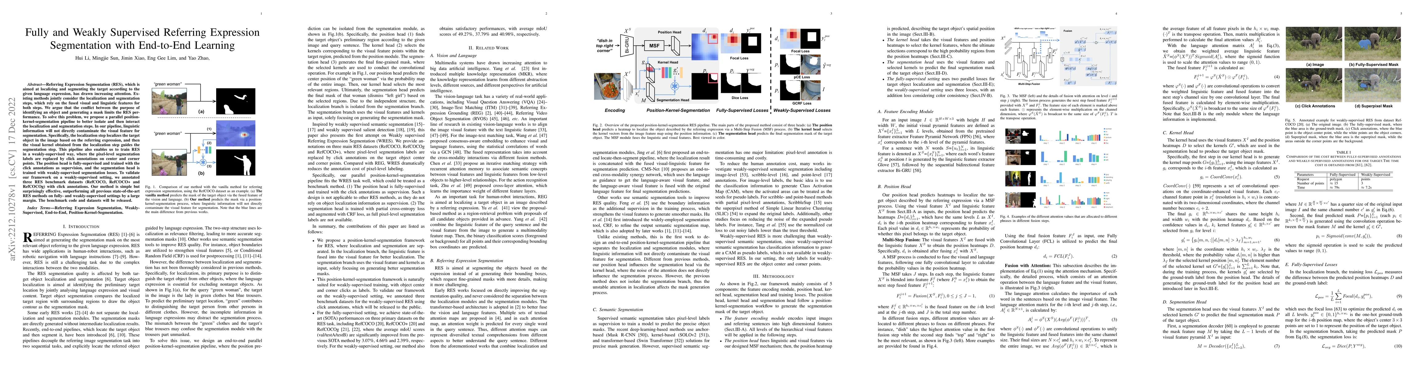 Thumbnail for Fully and Weakly Supervised Referring Expression Segmentation with
  End-to-End Learning