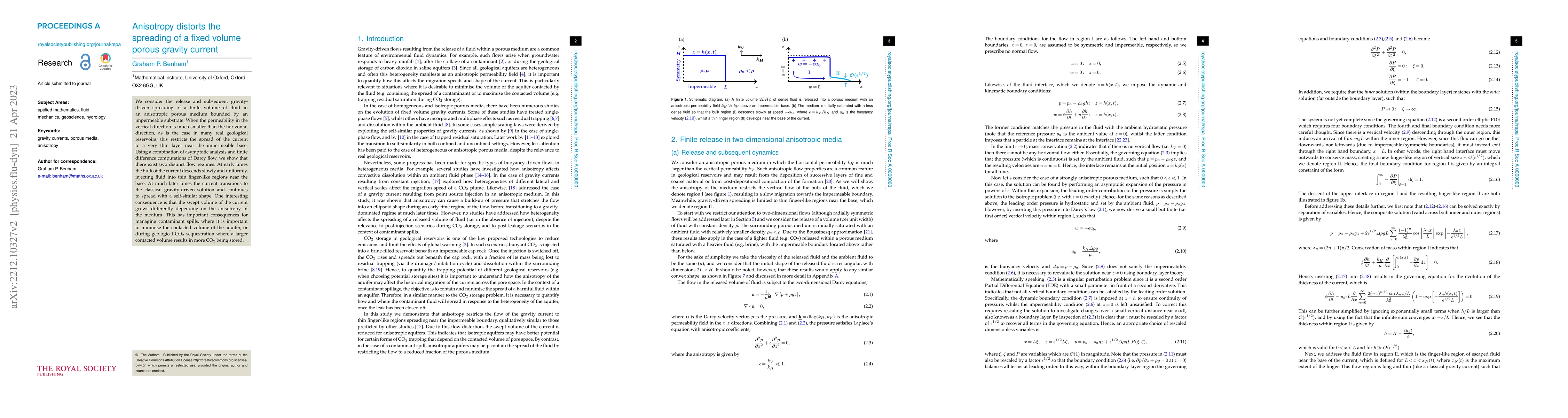 Thumbnail for Anisotropy distorts the spreading of a fixed volume porous gravity
  current