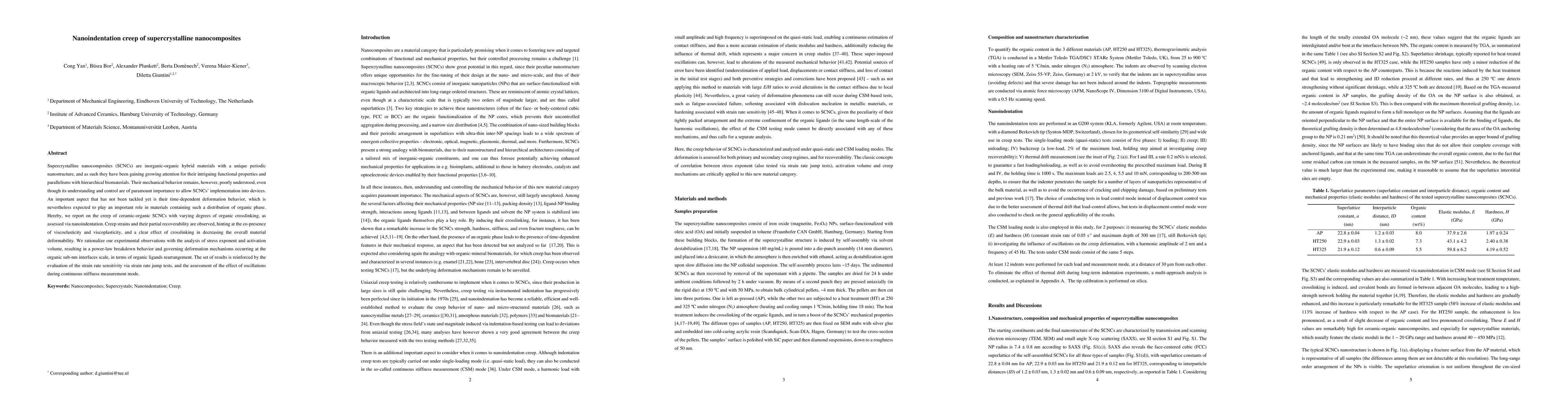 Thumbnail for Nanoindentation creep of supercrystalline nanocomposites