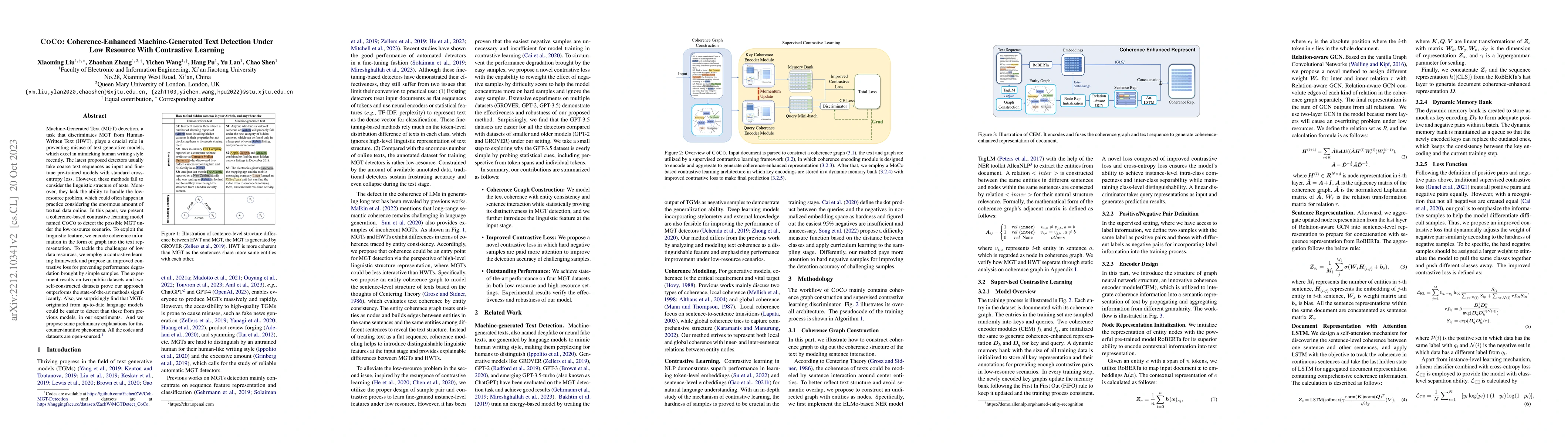 Thumbnail for CoCo: Coherence-Enhanced Machine-Generated Text Detection Under Data
  Limitation With Contrastive Learning