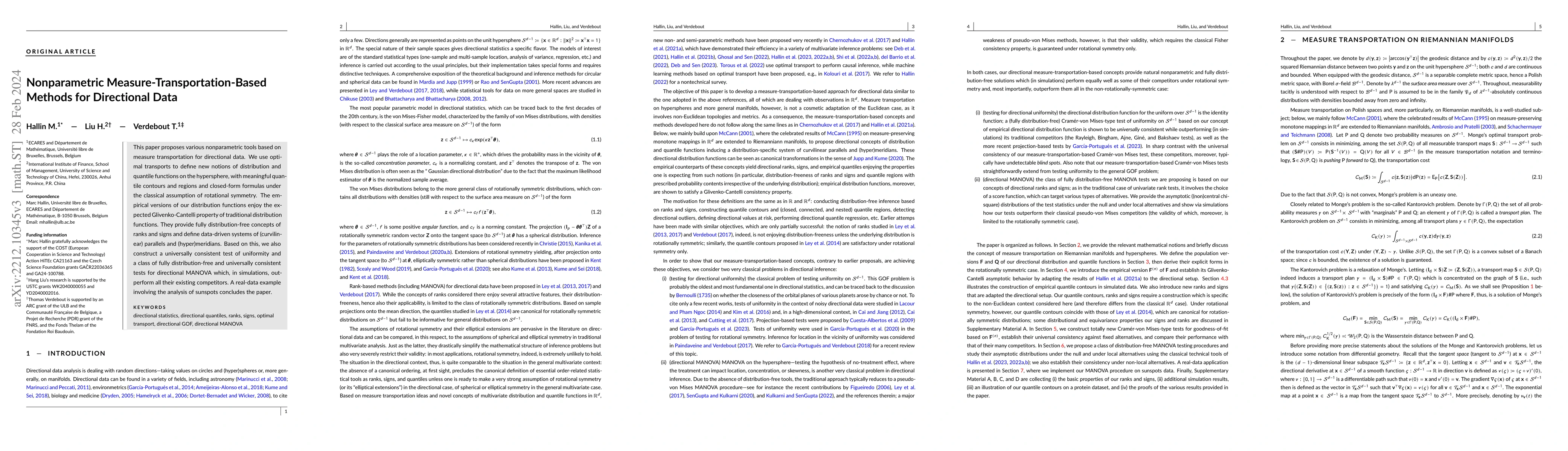 Thumbnail for Nonparametric Measure-Transportation-Based Methods for Directional Data