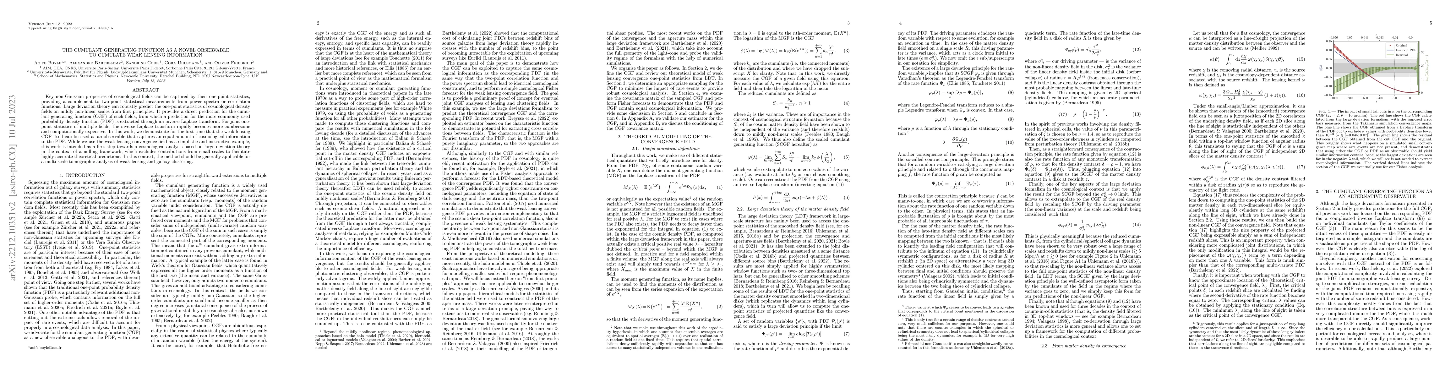 Thumbnail for The cumulant generating function as a novel observable to cumulate weak
  lensing information