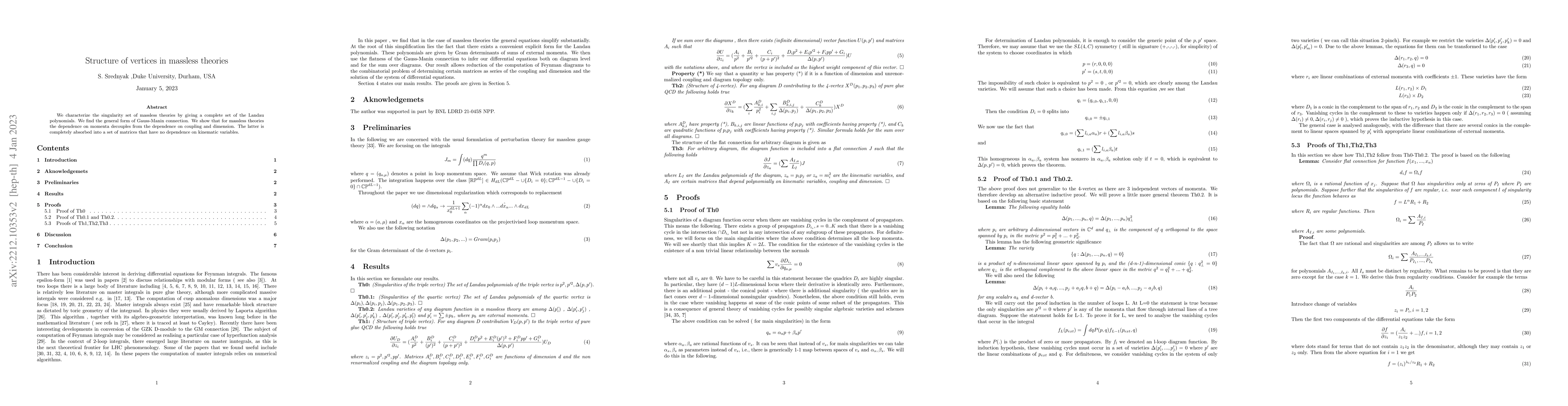 Thumbnail for Structure of vertices in massless theories