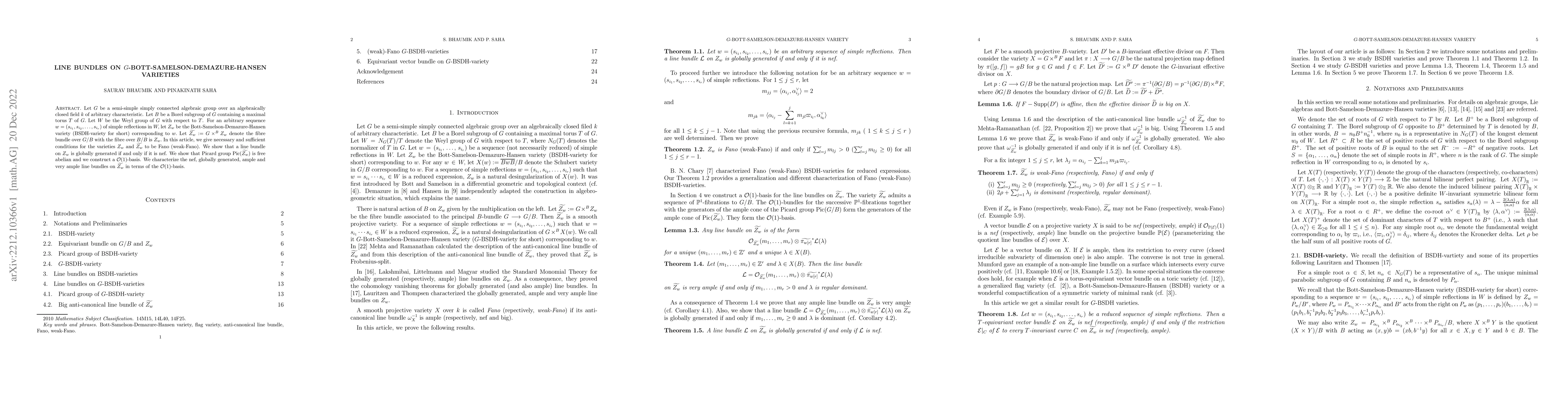 Thumbnail for Line bundles on $G$-Bott-Samelson-Demazure-Hansen varieties
