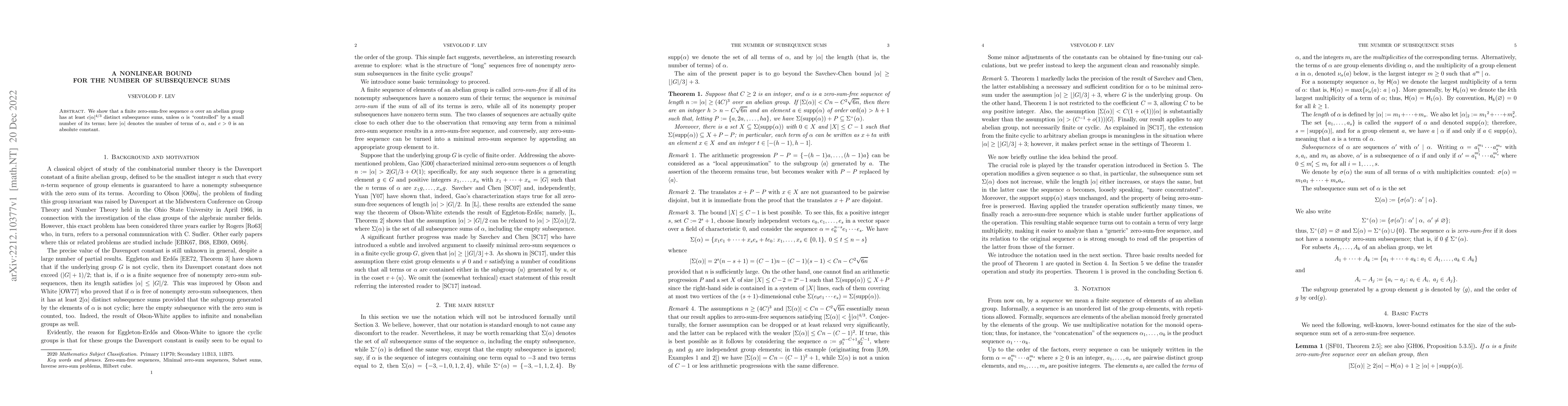 Thumbnail for A nonlinear bound for the number of subsequence sums
