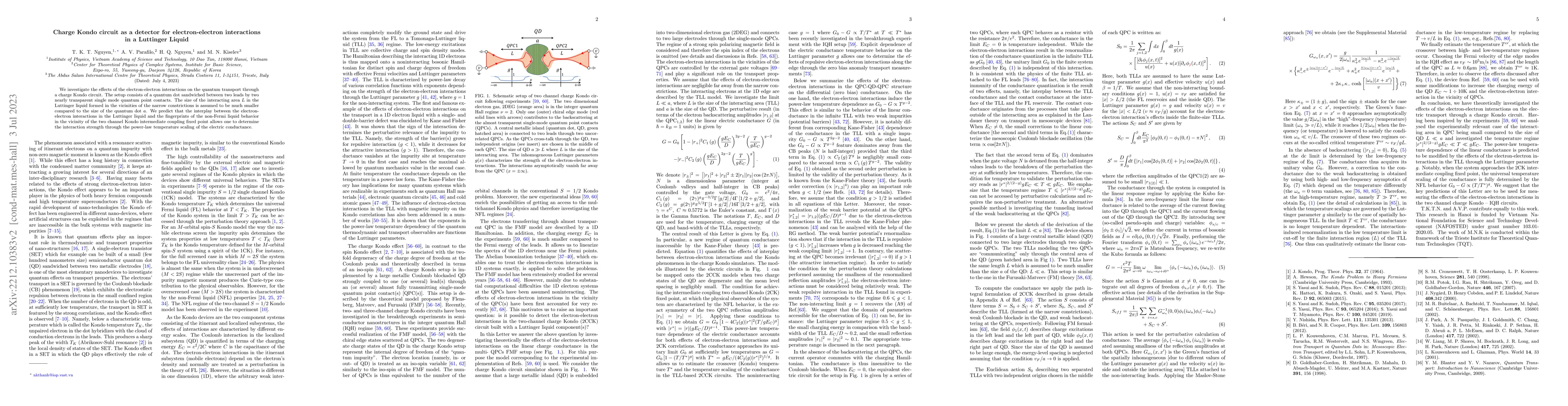 Thumbnail for Charge Kondo circuit as a detector for electron-electron interactions in
  a Luttinger Liquid