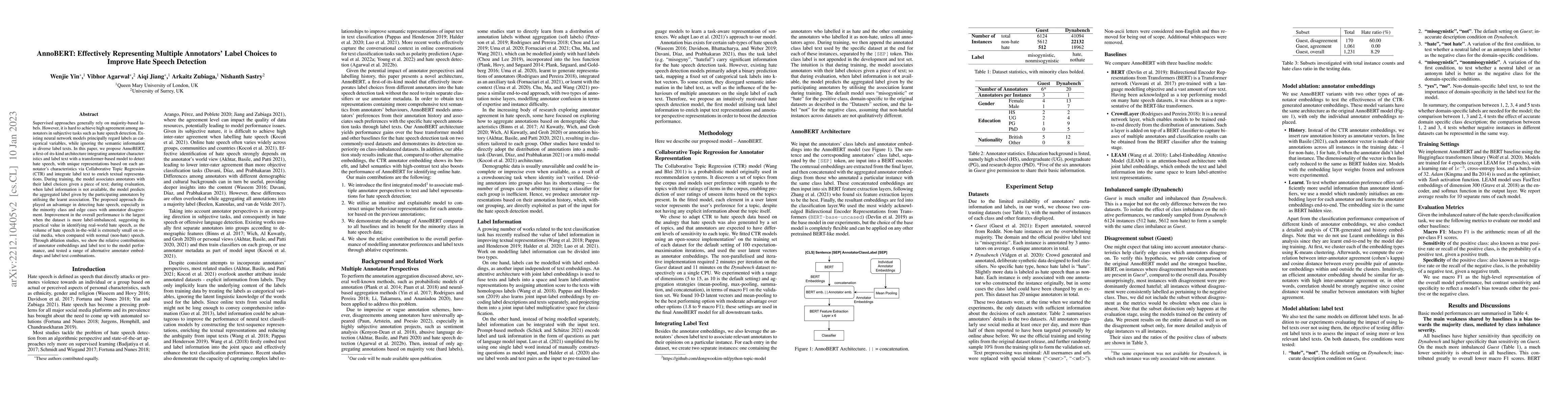 Thumbnail for AnnoBERT: Effectively Representing Multiple Annotators' Label Choices to
  Improve Hate Speech Detection
