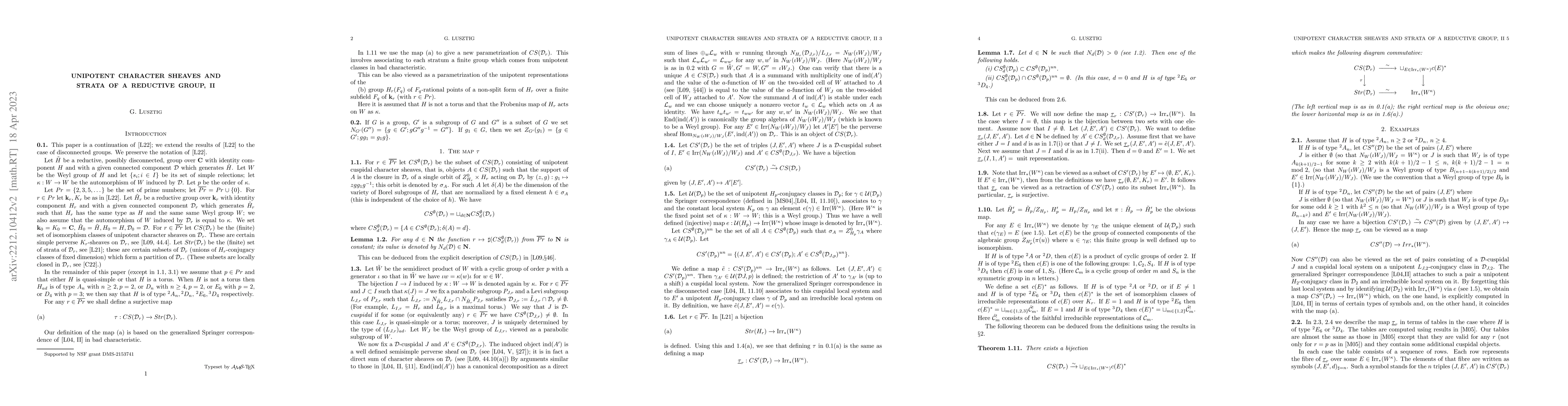 Thumbnail for Unipotent character sheaves and strata of a reductive group, II