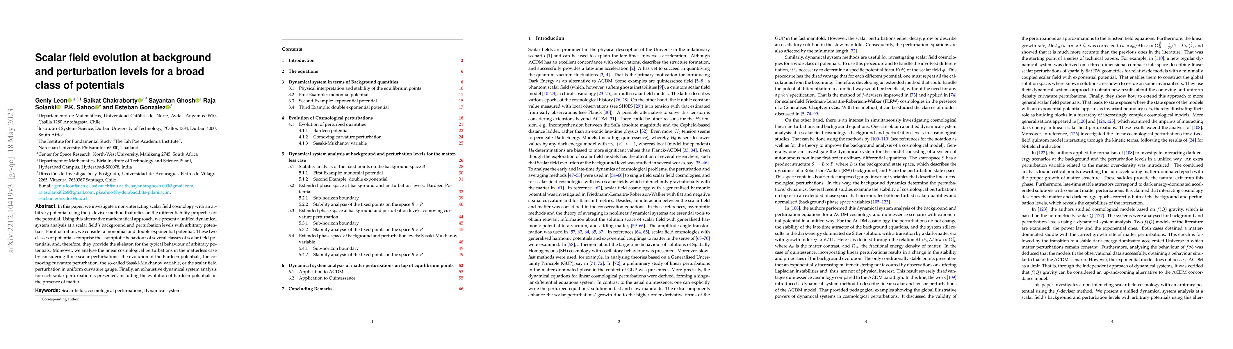 Thumbnail for Scalar field evolution at background and perturbation levels for a broad
  class of potentials