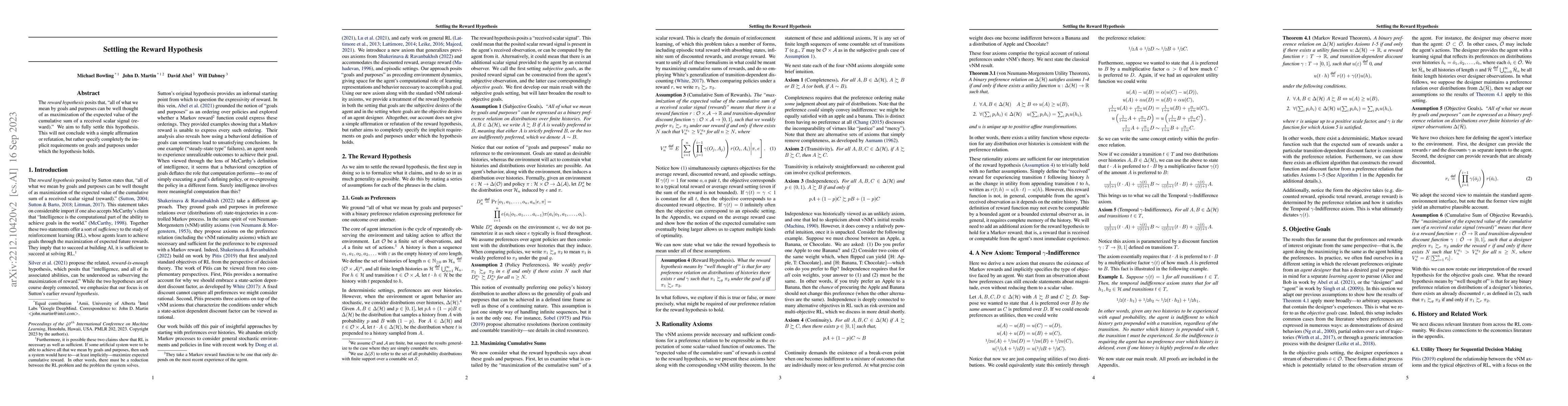 Thumbnail for Settling the Reward Hypothesis