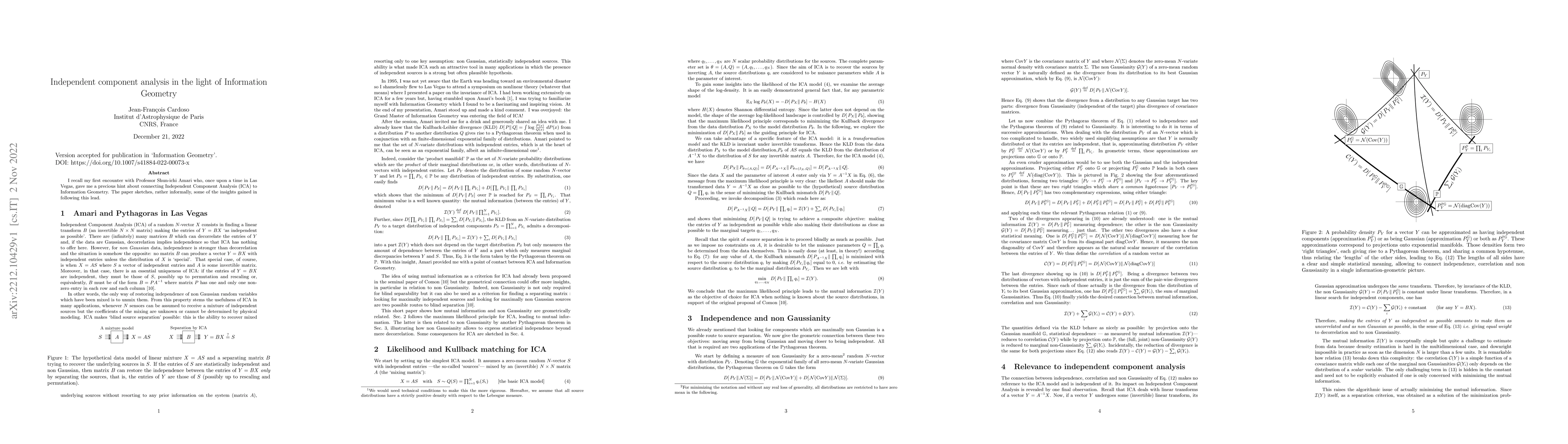 Thumbnail for Independent component analysis in the light of Information Geometry