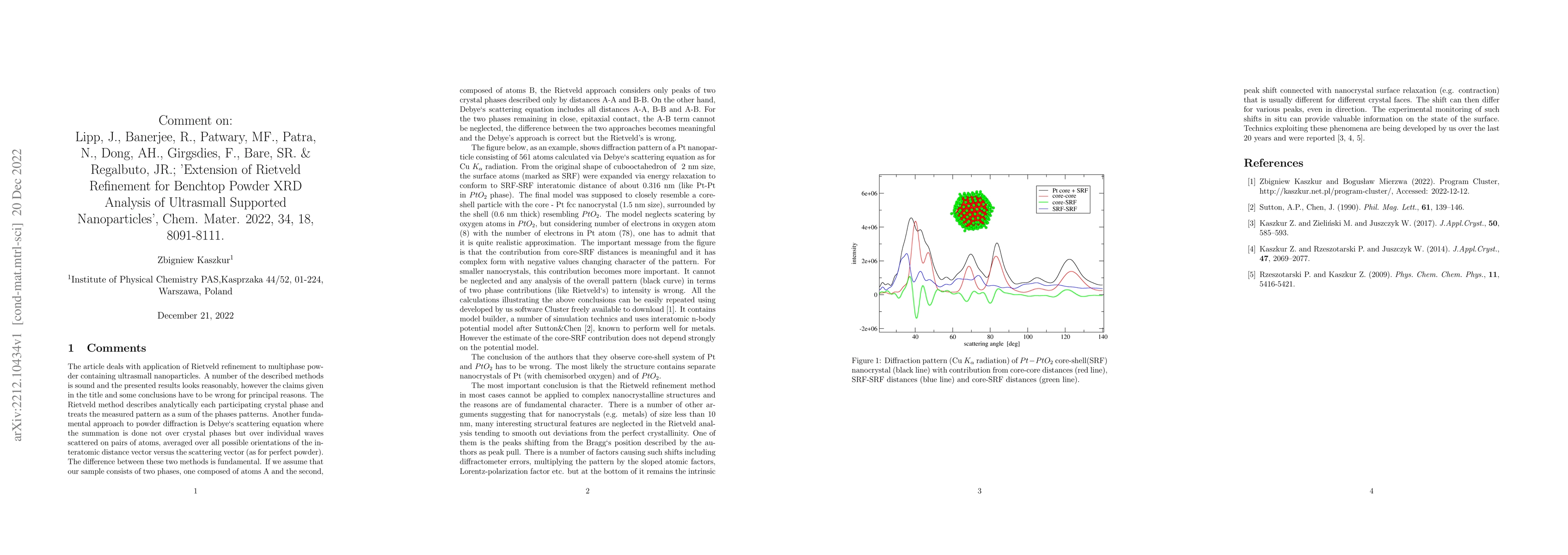 Thumbnail for Comment on "Extension of Rietveld Refinement for Benchtop Powder XRD
  Analysis of Ultrasmall Supported Nanoparticles" by J. Lipp et al. (Chem.
  Mater. 2022, 34, 18, 8091-8111)