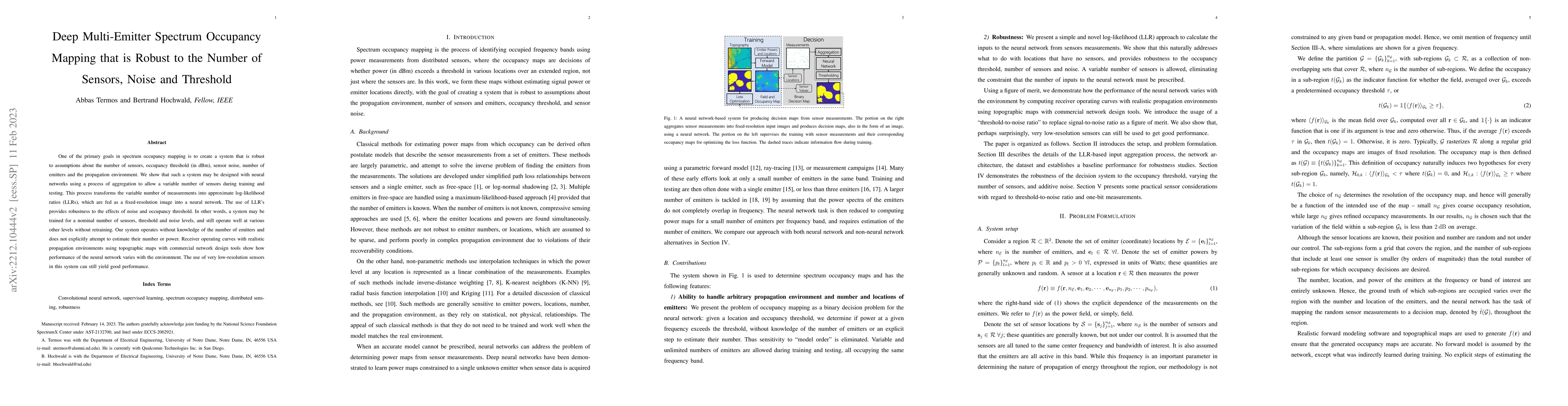 Thumbnail for Deep Multi-Emitter Spectrum Occupancy Mapping that is Robust to the
  Number of Sensors, Noise and Threshold