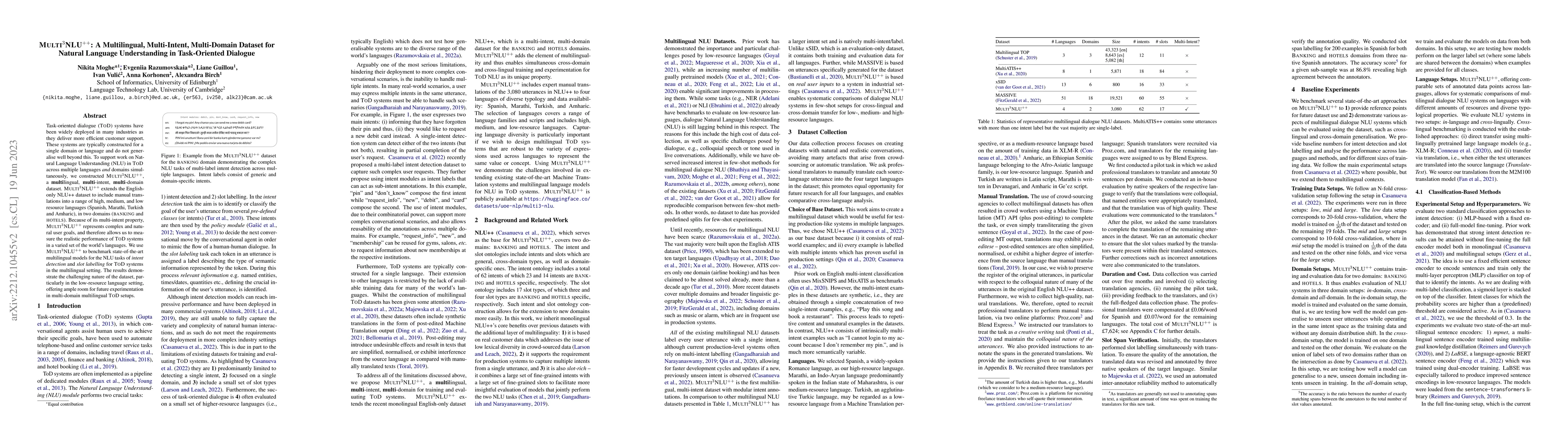 Thumbnail for MULTI3NLU++: A Multilingual, Multi-Intent, Multi-Domain Dataset for
  Natural Language Understanding in Task-Oriented Dialogue