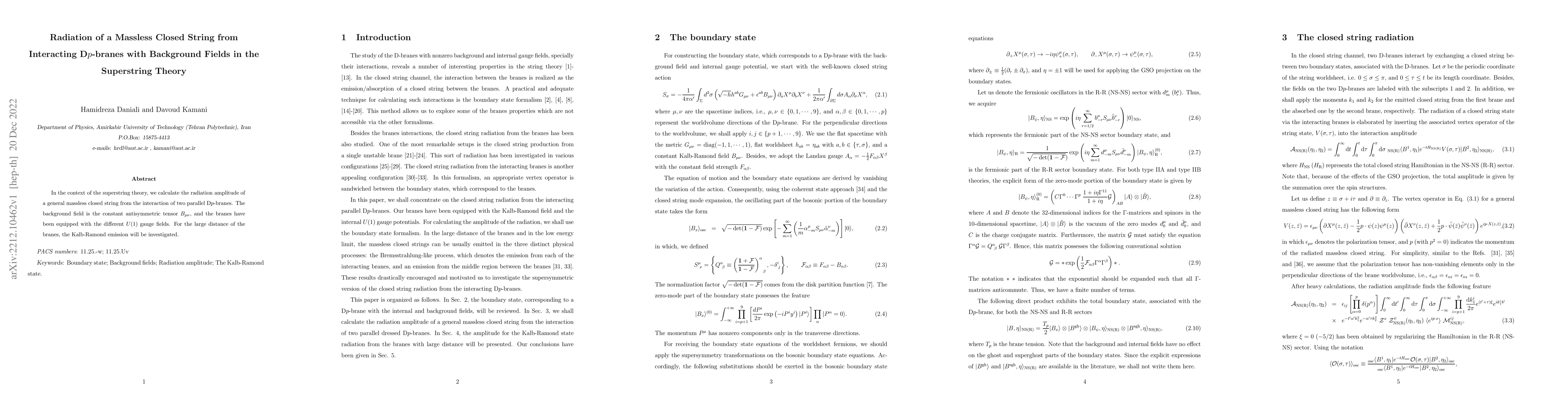 Thumbnail for Radiation of a Massless Closed String from Interacting D$p$-branes with
  Background Fields in the Superstring Theory