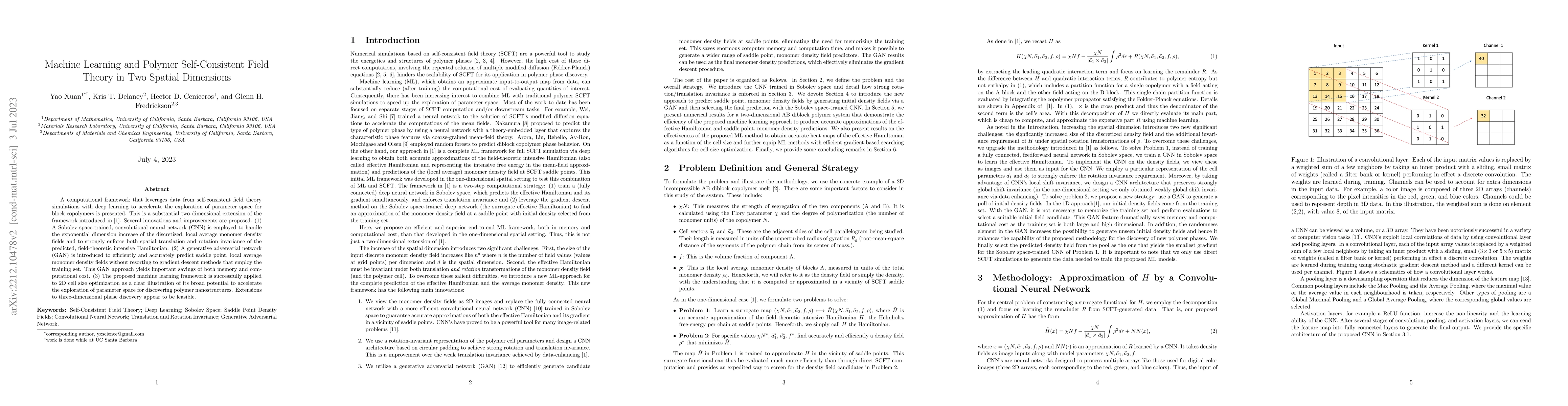 Thumbnail for Machine Learning and Polymer Self-Consistent Field Theory in Two Spatial
  Dimensions