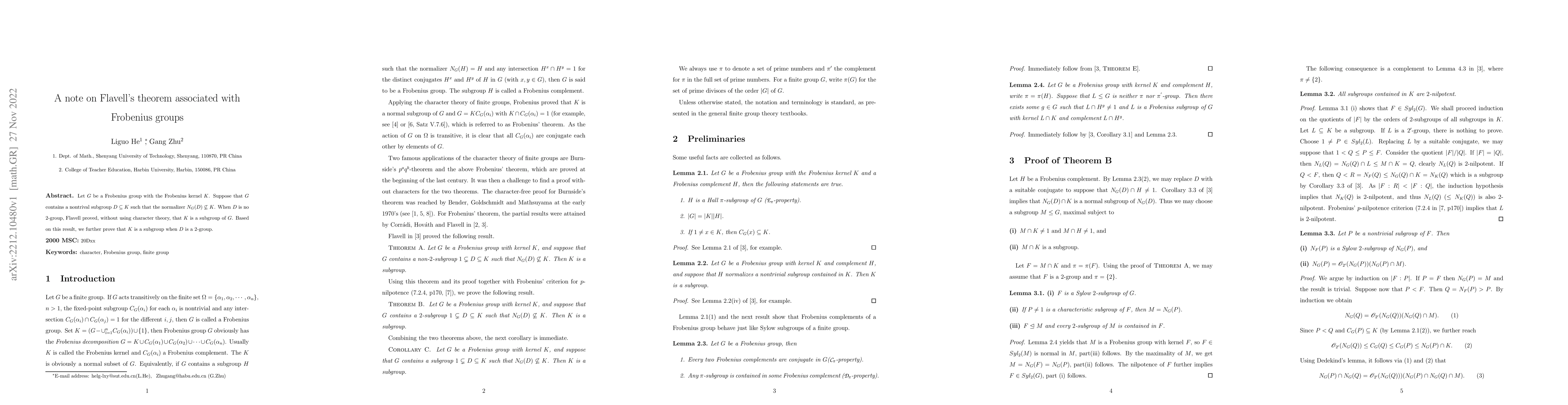 Thumbnail for A note on Flavell's theorem associated with Frobenius groups