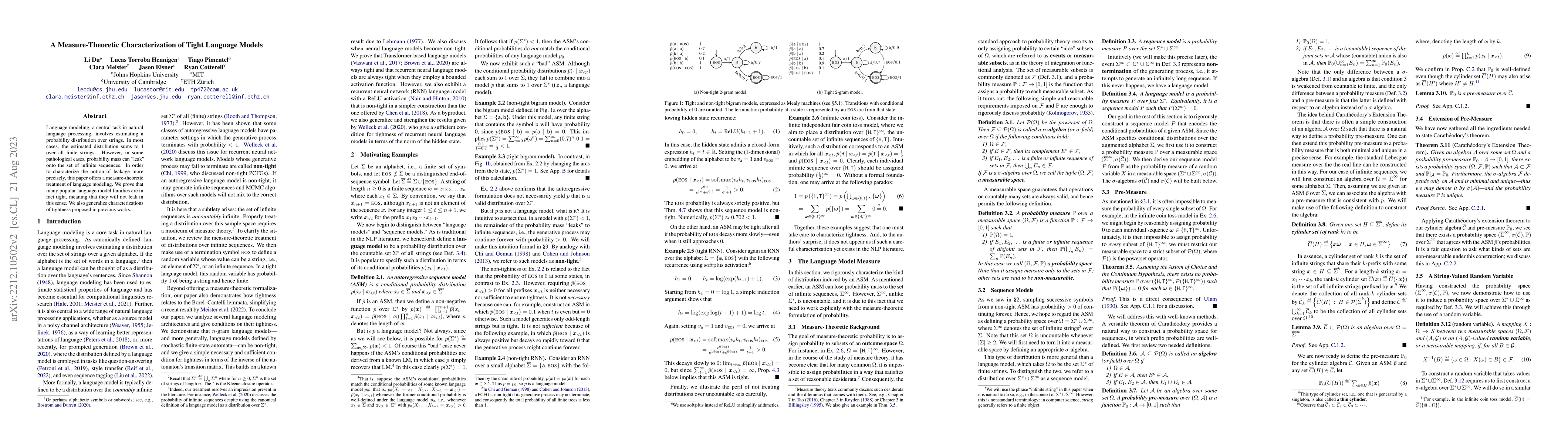 Thumbnail for A Measure-Theoretic Characterization of Tight Language Models