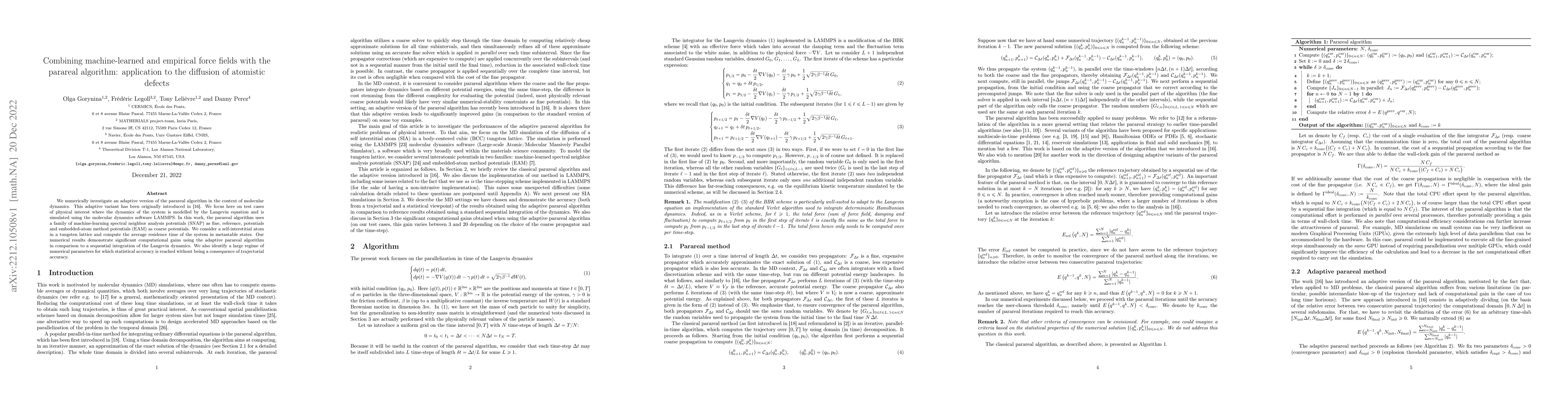 Thumbnail for Combining machine-learned and empirical force fields with the parareal
  algorithm: application to the diffusion of atomistic defects
