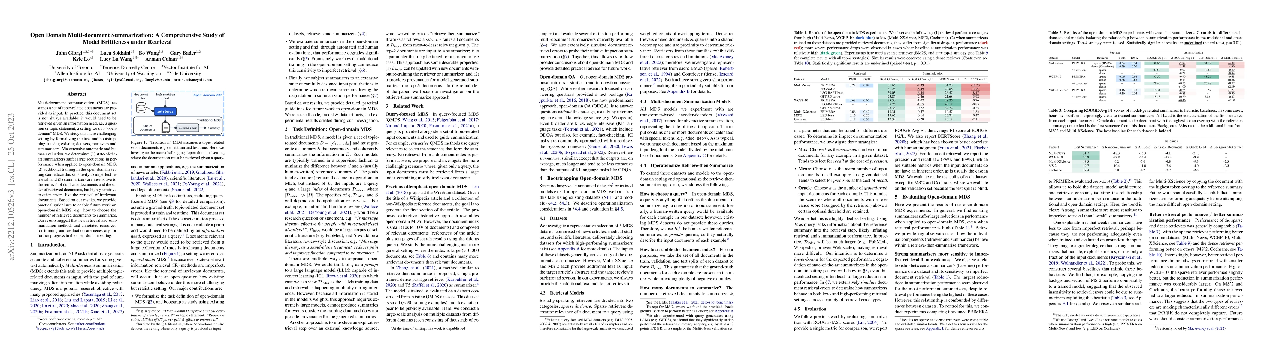 Thumbnail for Open Domain Multi-document Summarization: A Comprehensive Study of Model
  Brittleness under Retrieval