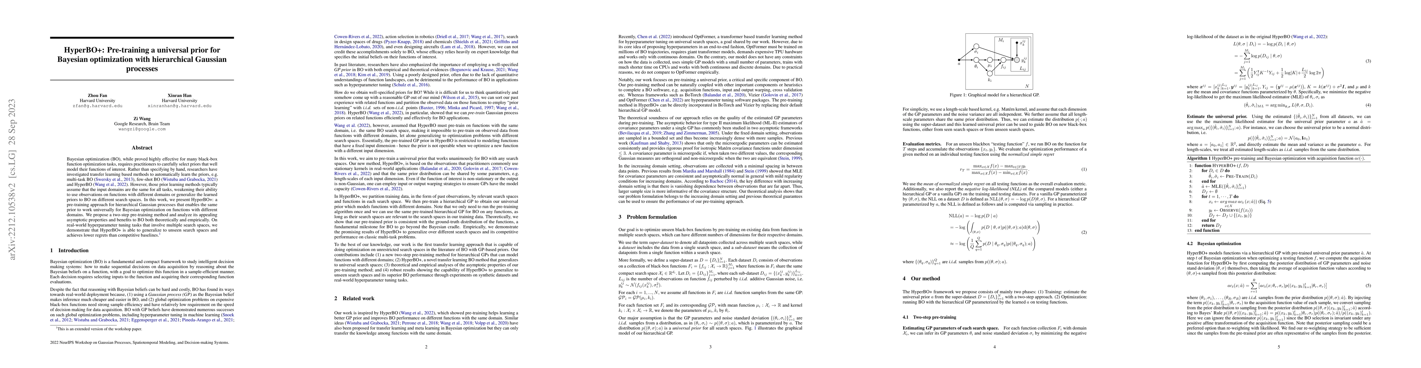 Thumbnail for HyperBO+: Pre-training a universal prior for Bayesian optimization with
  hierarchical Gaussian processes