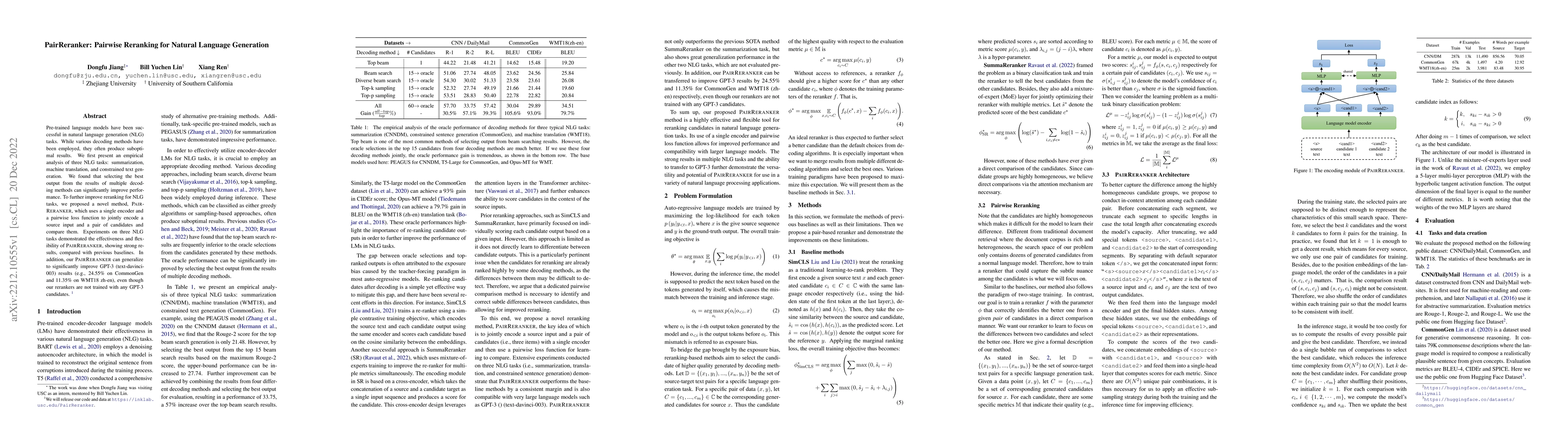 Thumbnail for PairReranker: Pairwise Reranking for Natural Language Generation