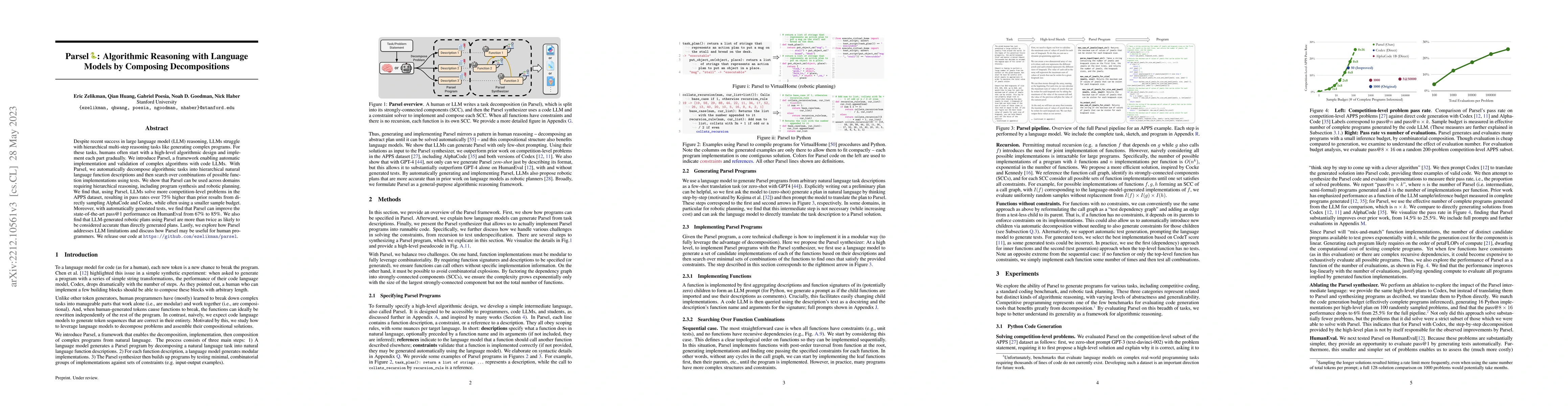 Thumbnail for Parsel: Algorithmic Reasoning with Language Models by Composing
  Decompositions