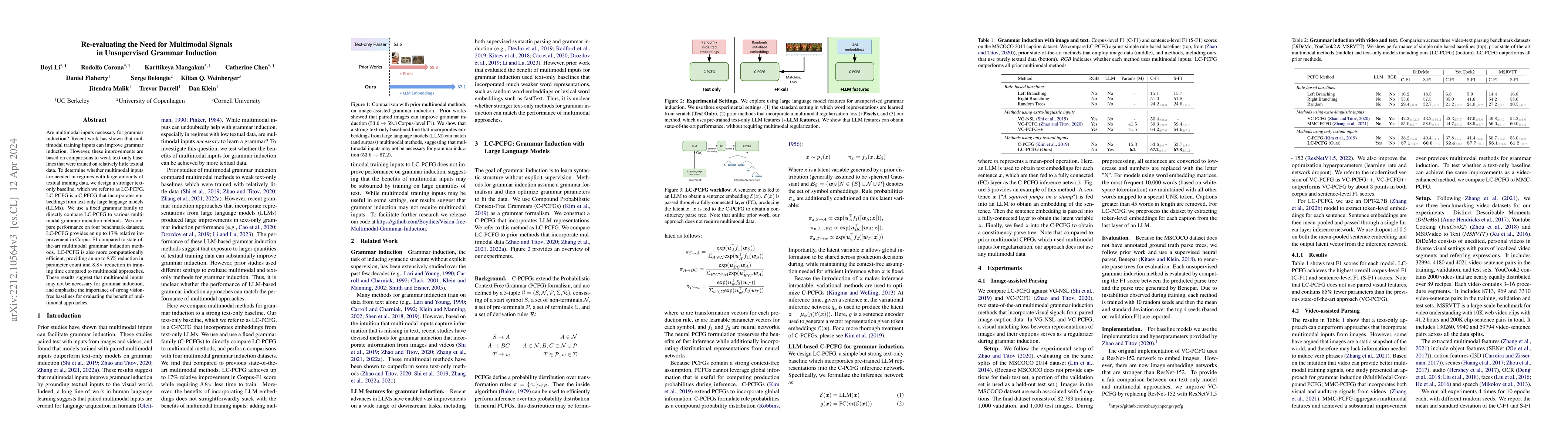 Thumbnail for Re-evaluating the Need for Multimodal Signals in Unsupervised Grammar
  Induction