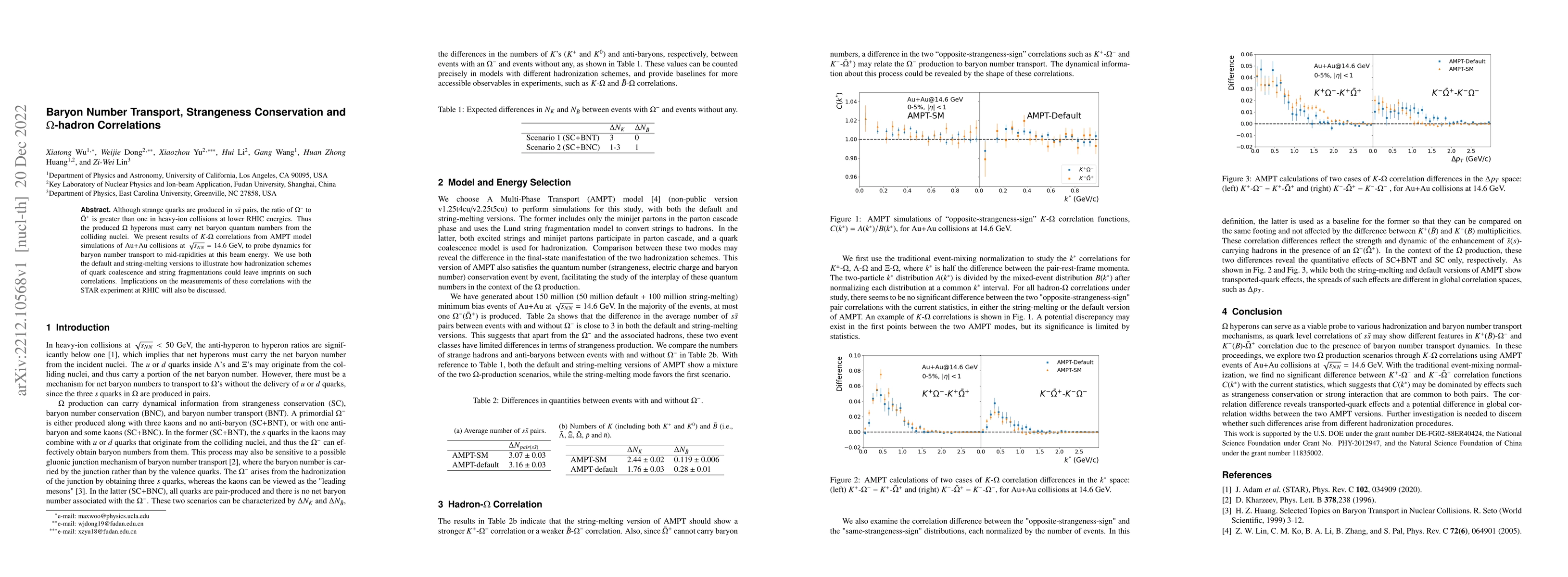 Thumbnail for Baryon Number Transport, Strangeness Conservation and $\Omega$-hadron
  Correlations