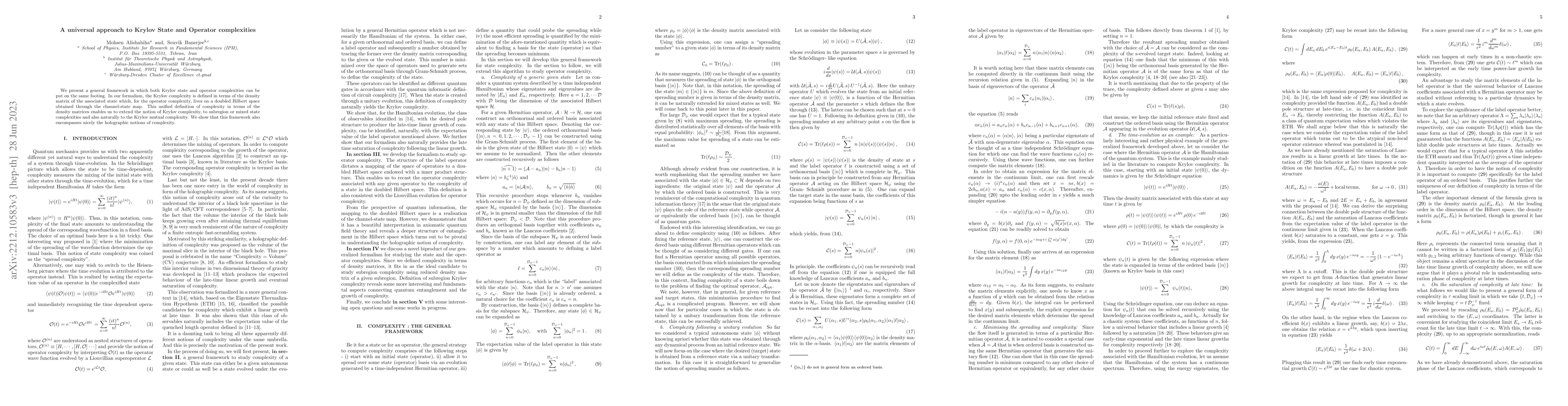Thumbnail for A universal approach to Krylov State and Operator complexities