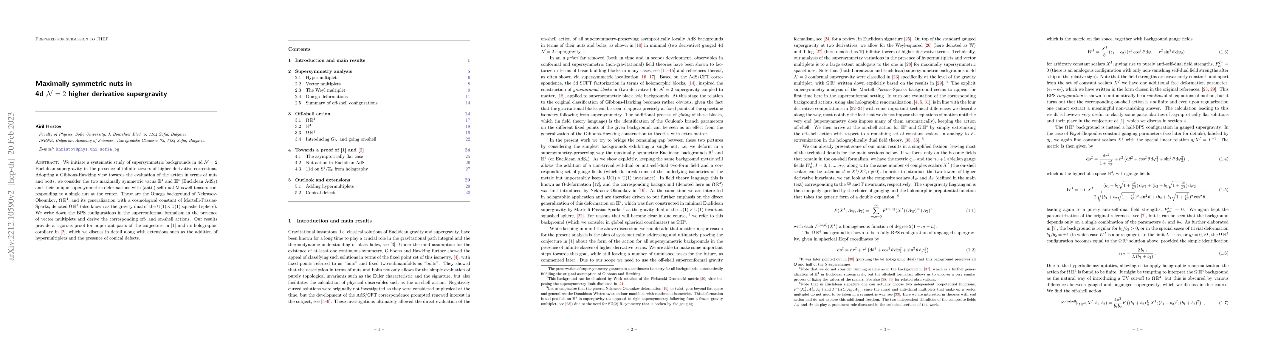 Thumbnail for Maximally symmetric nuts in 4d $\mathcal{N}=2$ higher derivative
  supergravity