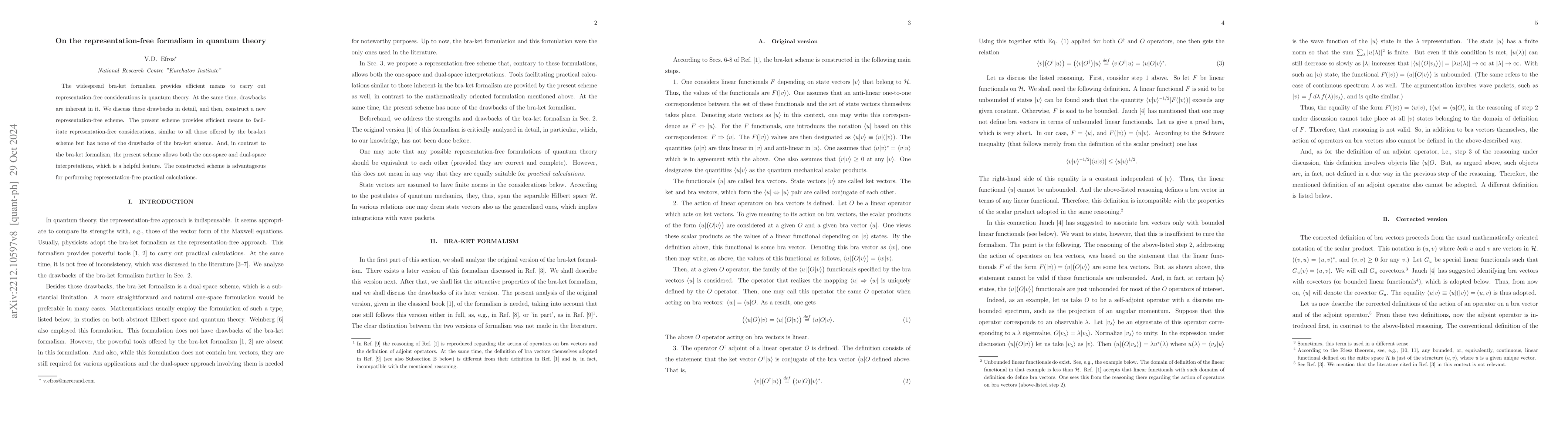 Thumbnail for On the representation-free formalism in quantum mechanics